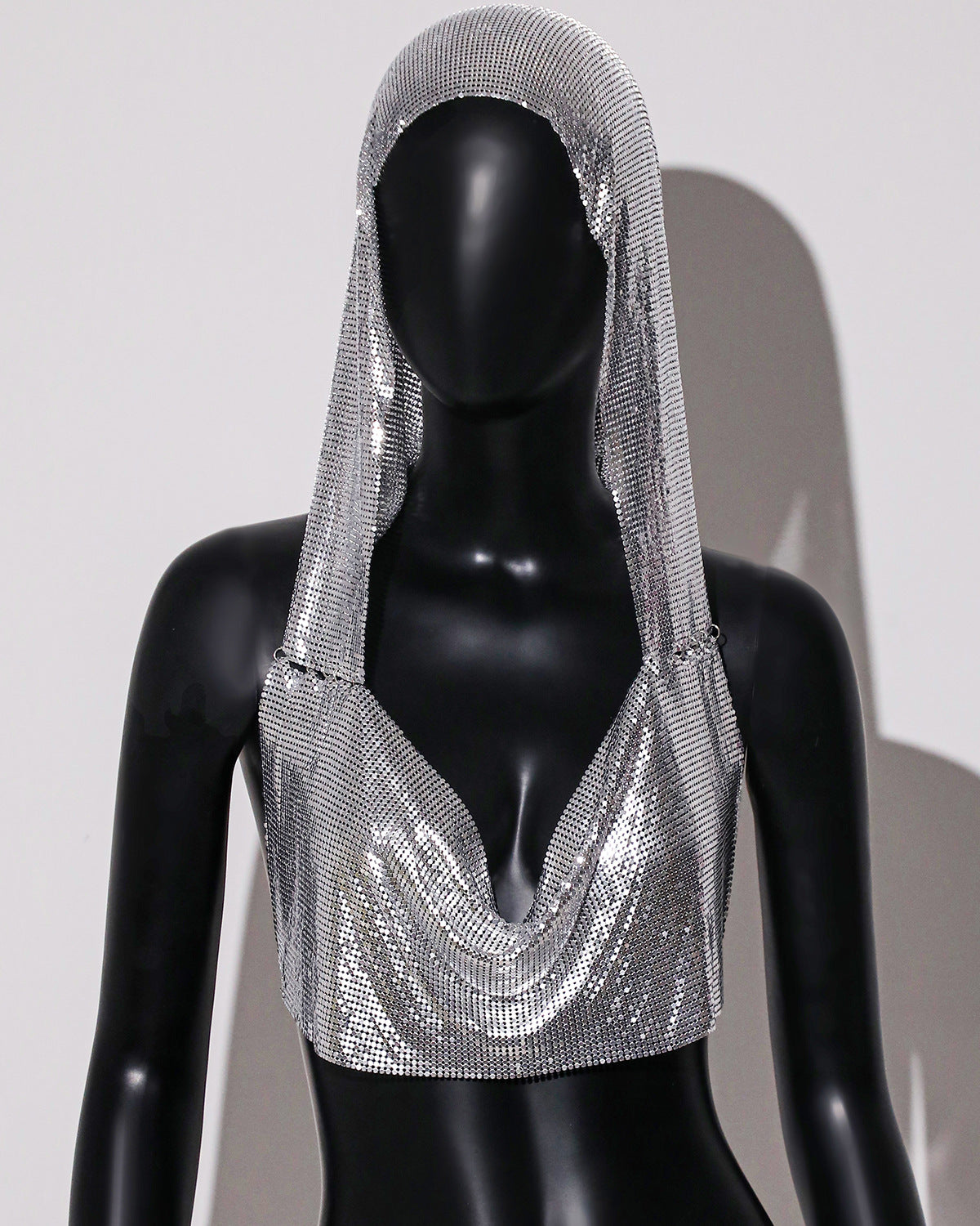Outerwear Metal Sequins Hooded Vest