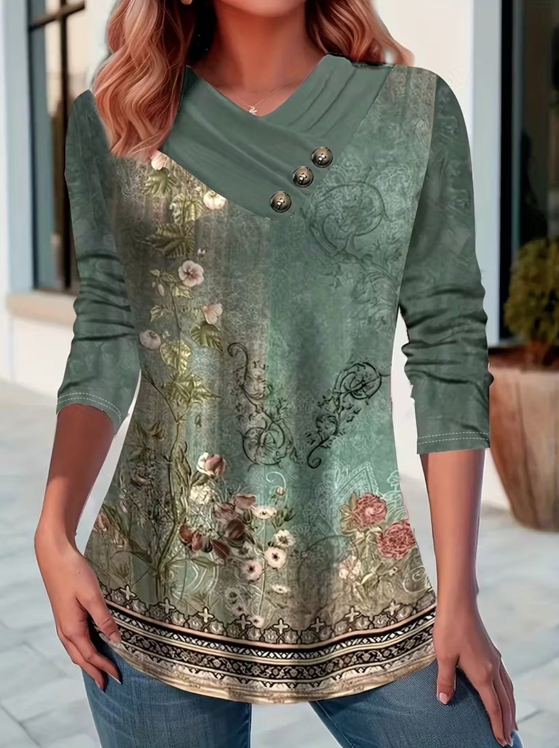 Long-sleeve T-shirt Hoodie Button-up Top Womens