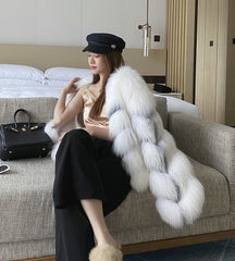 High End Marble Fox Fur Coat