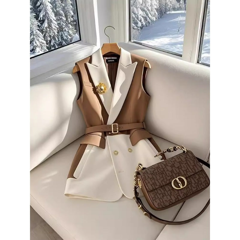 Women's Fashionable Patchwork Suit Vest
