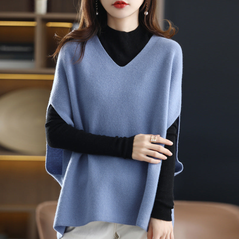 Women's Loose Solid-Colored Casual Knitted Vest