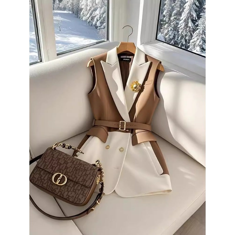 Women's Fashionable Patchwork Suit Vest