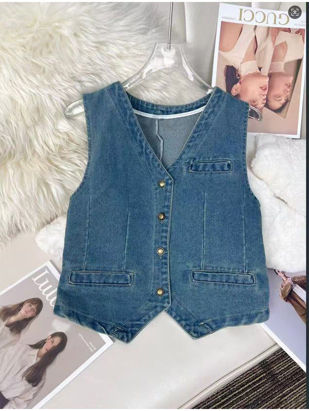 New Washed Denim Mini Vesttrendy And Stylish
