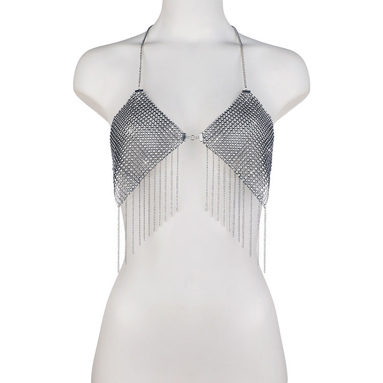 Faux-metallic Hot Girl Sequins Chest Necklace