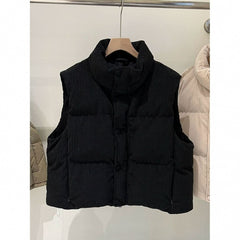 Womens Stylish Short Vest With A Stand-up Collar