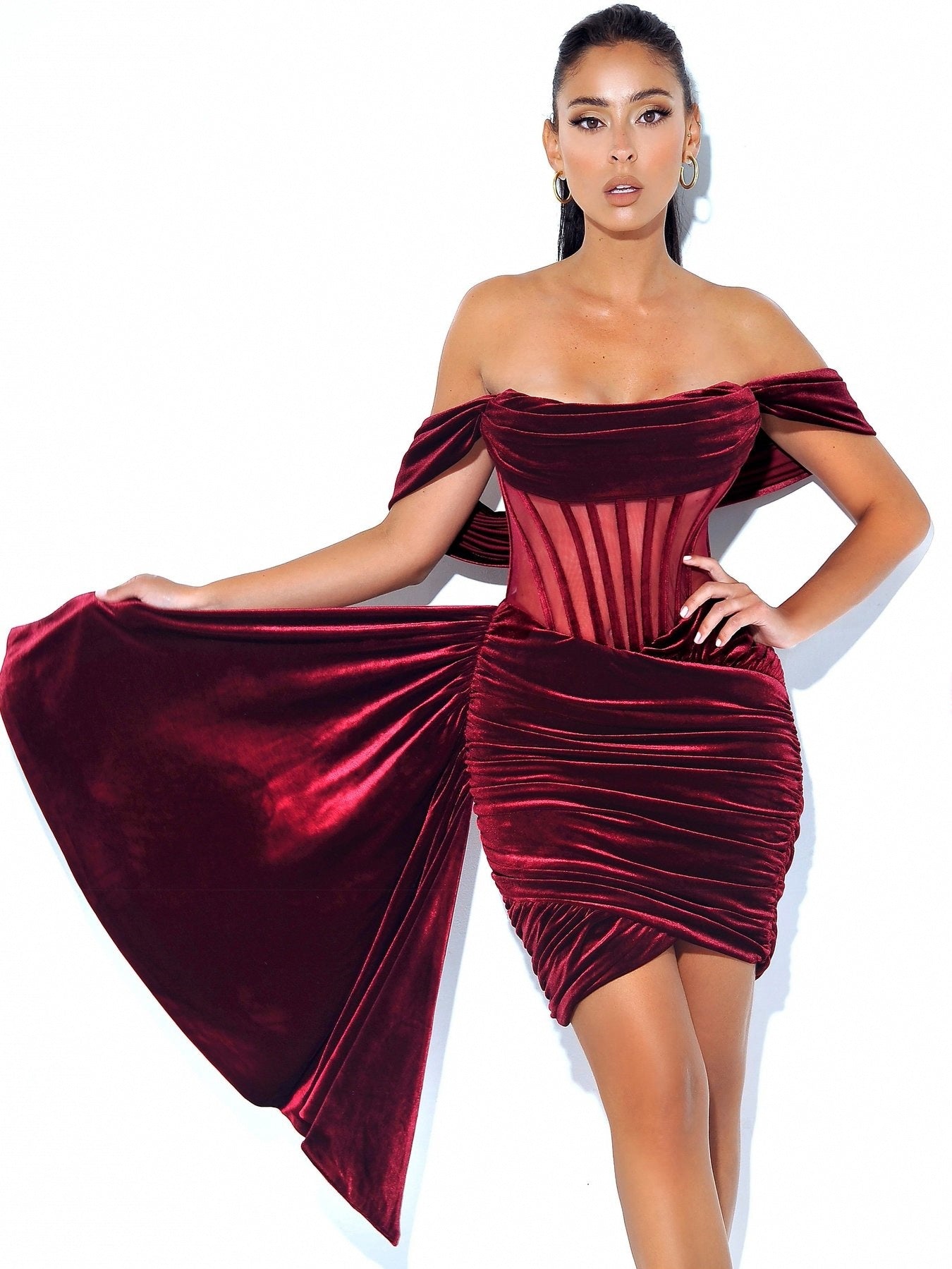 Women's Velvet With Breast Evening Dress