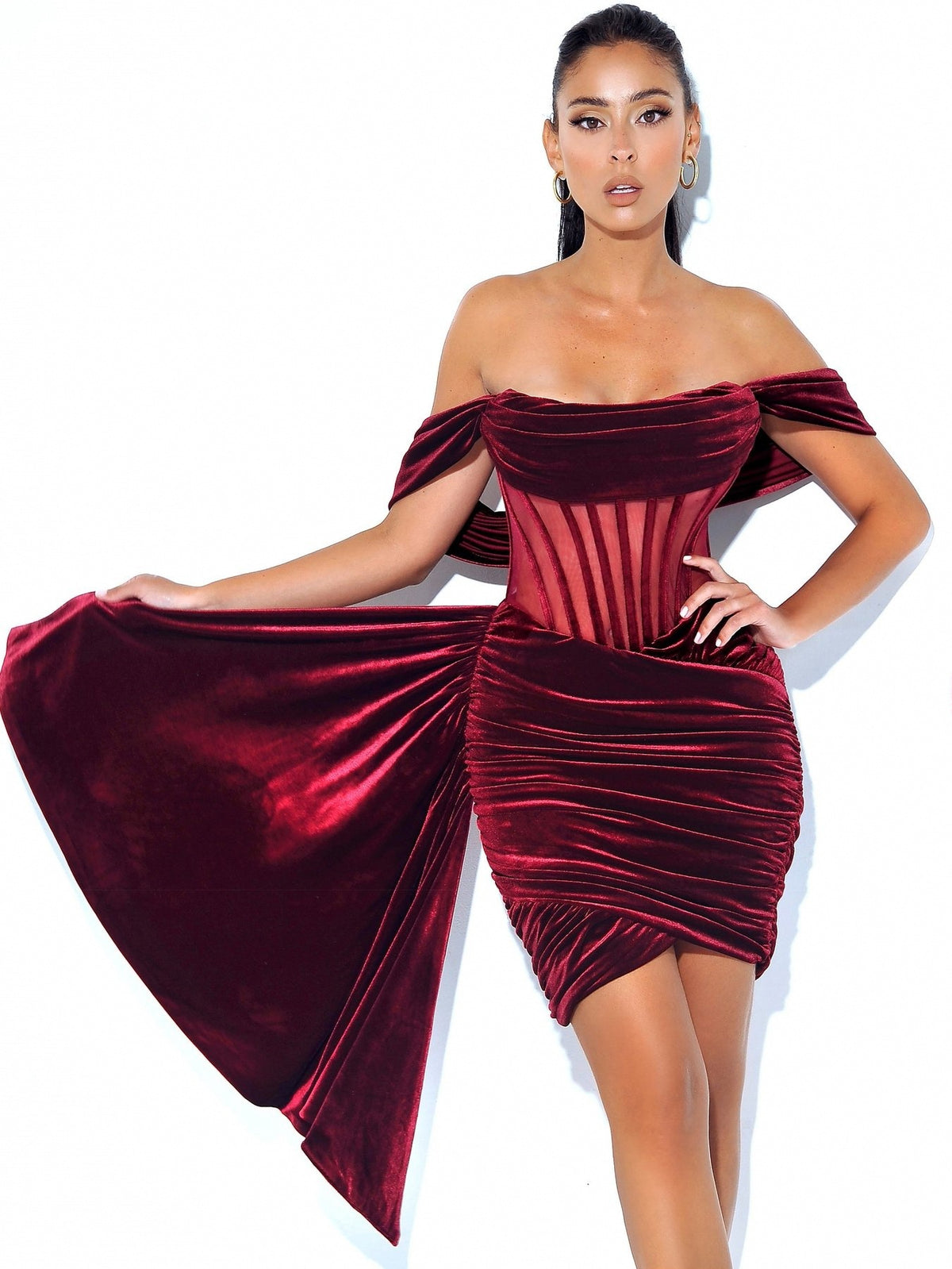 Women's Velvet With Breast Evening Dress
