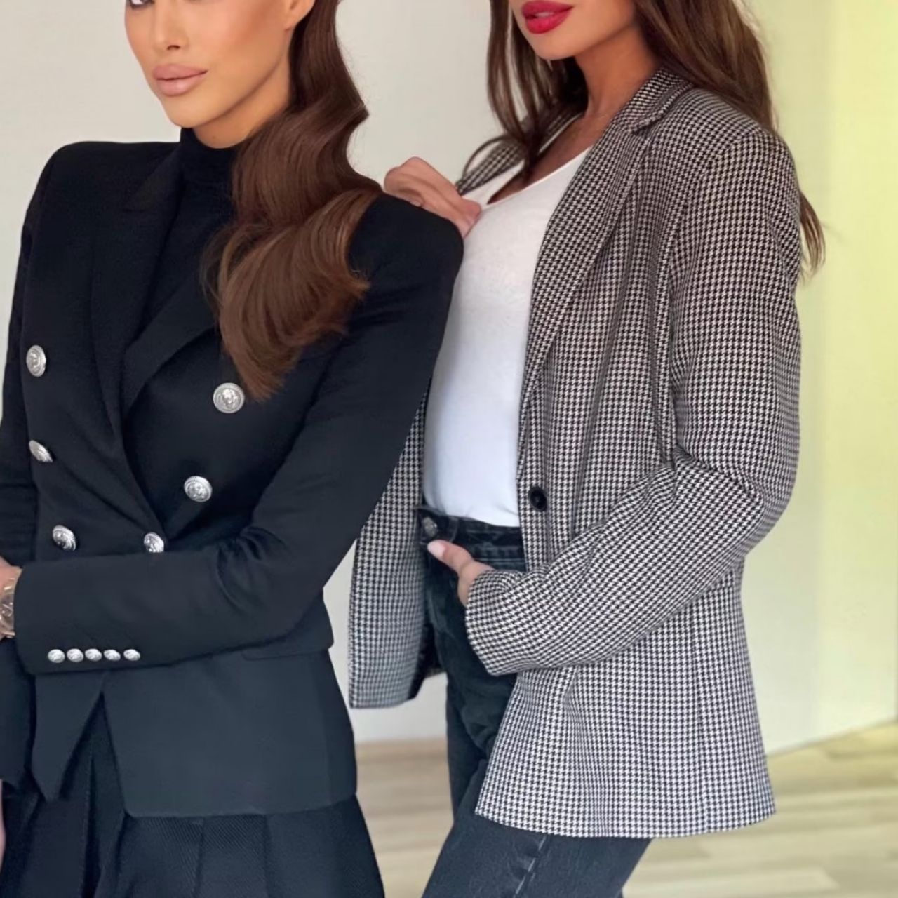 Autumn Women's Double-Breasted Slim-Fit Blazer