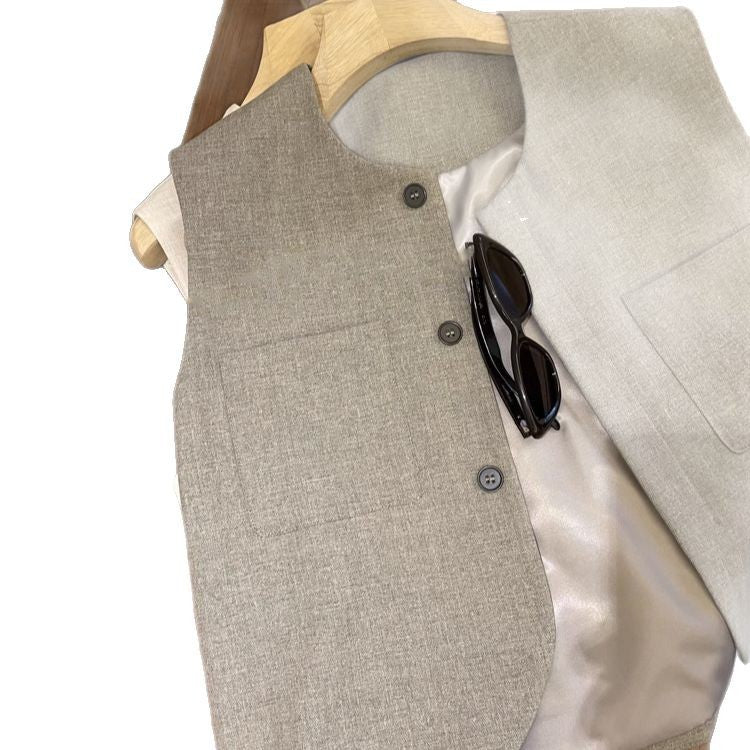 Loose Round Neck Sleeveless Suit Vest For Women