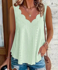 2026 Cross-border Spring And Summer New Style Independent Station Amazon Fashion Summer Plus Size Leisure Solid Color Scallop Edge V-Neck