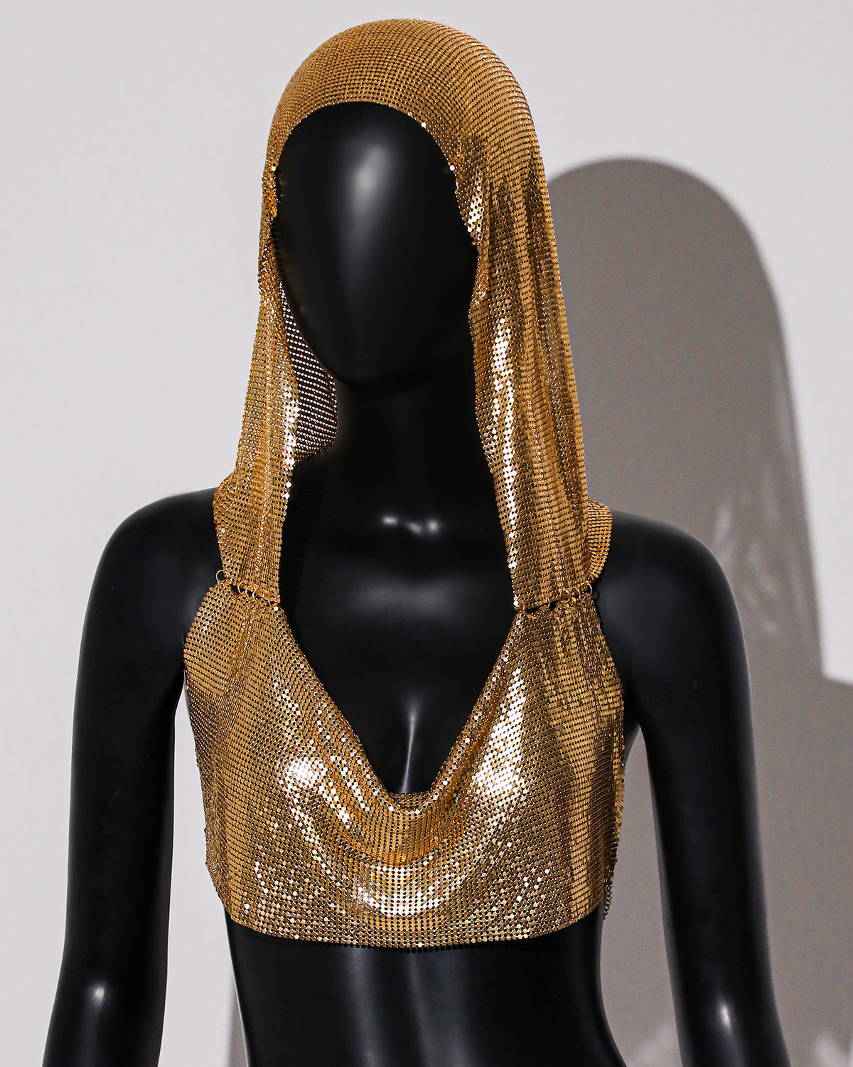 Outerwear Metal Sequins Hooded Vest