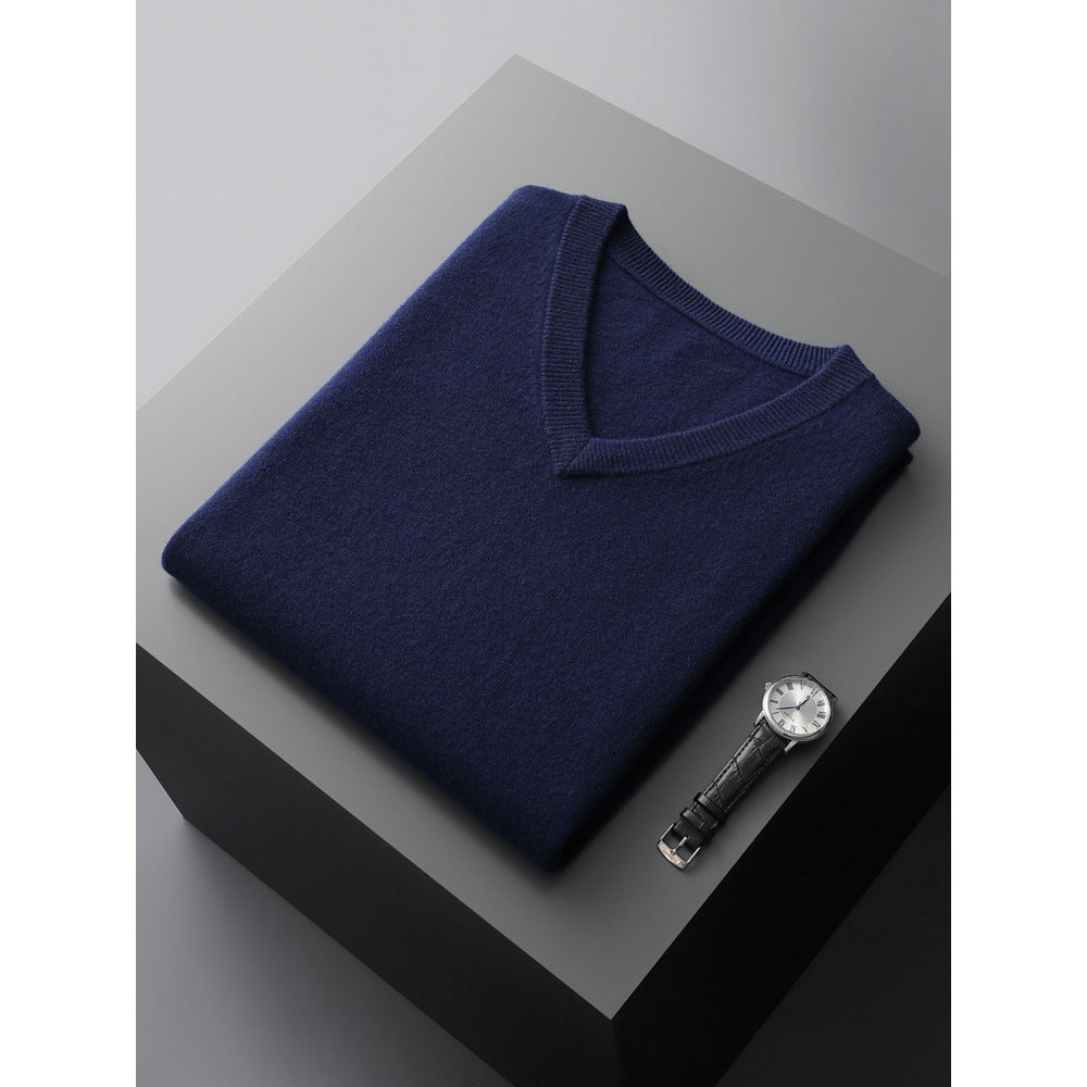 Loose-fit V-neck Sleeveless Sweater Knitted Wool Sweater