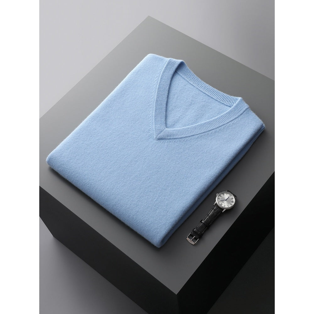 Loose-fit V-neck Sleeveless Sweater Knitted Wool Sweater