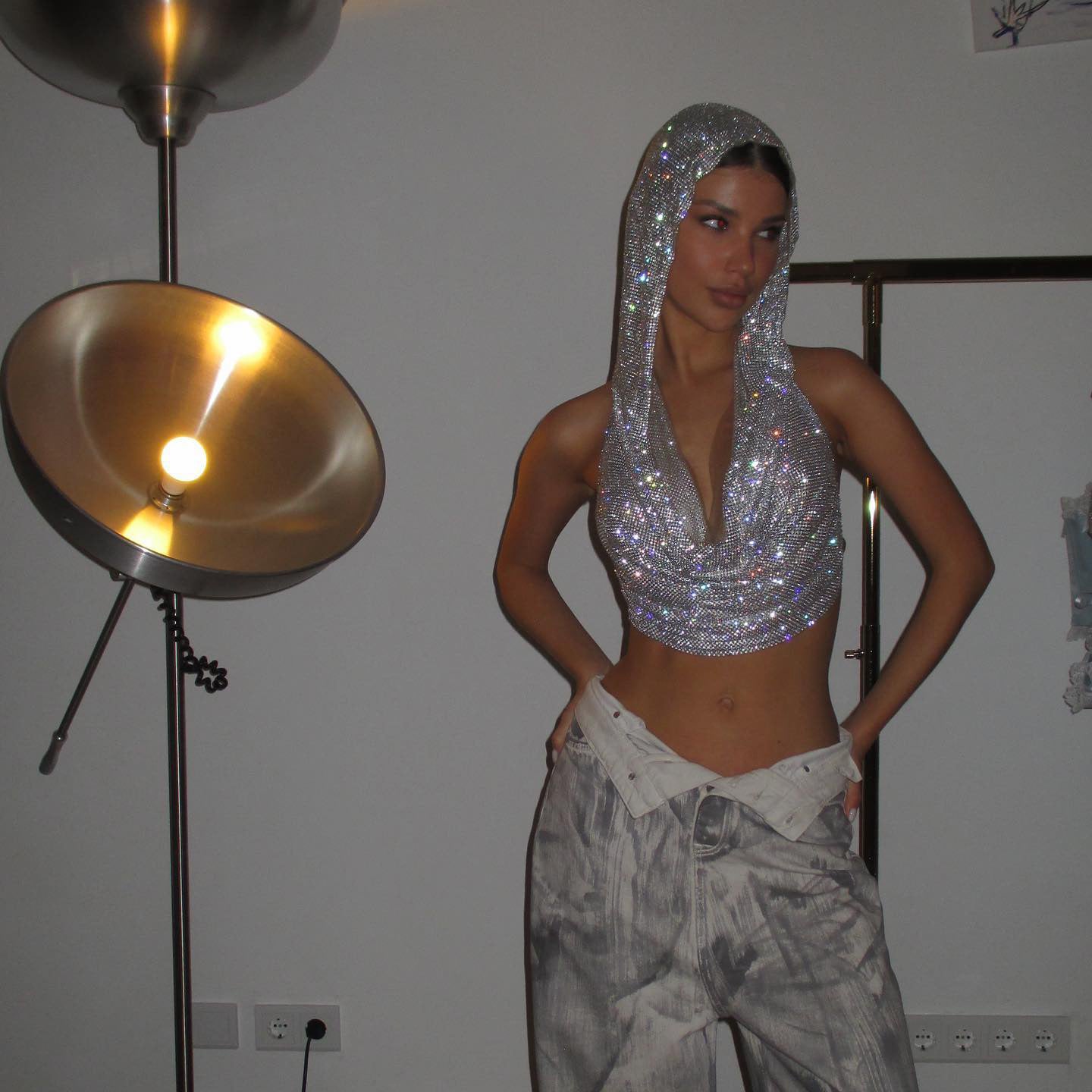 Outerwear Metal Sequins Hooded Vest