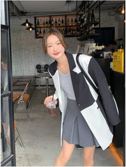 Color Matching Suit Jacket Female Loose Design Niche Small-sized