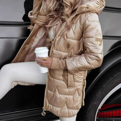 Hooded Cotton-Padded Jacket With Three Zippers