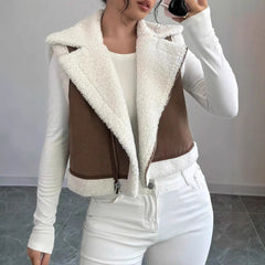 Western Style Light Fur Integrated Lamb Wool Vest