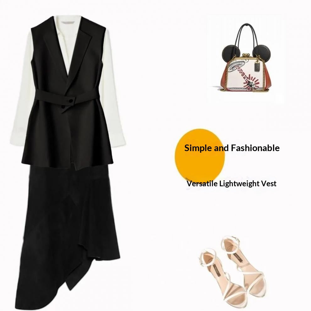 Slimming Waist-tied Vest For Suits Sleeveless Waistcoat