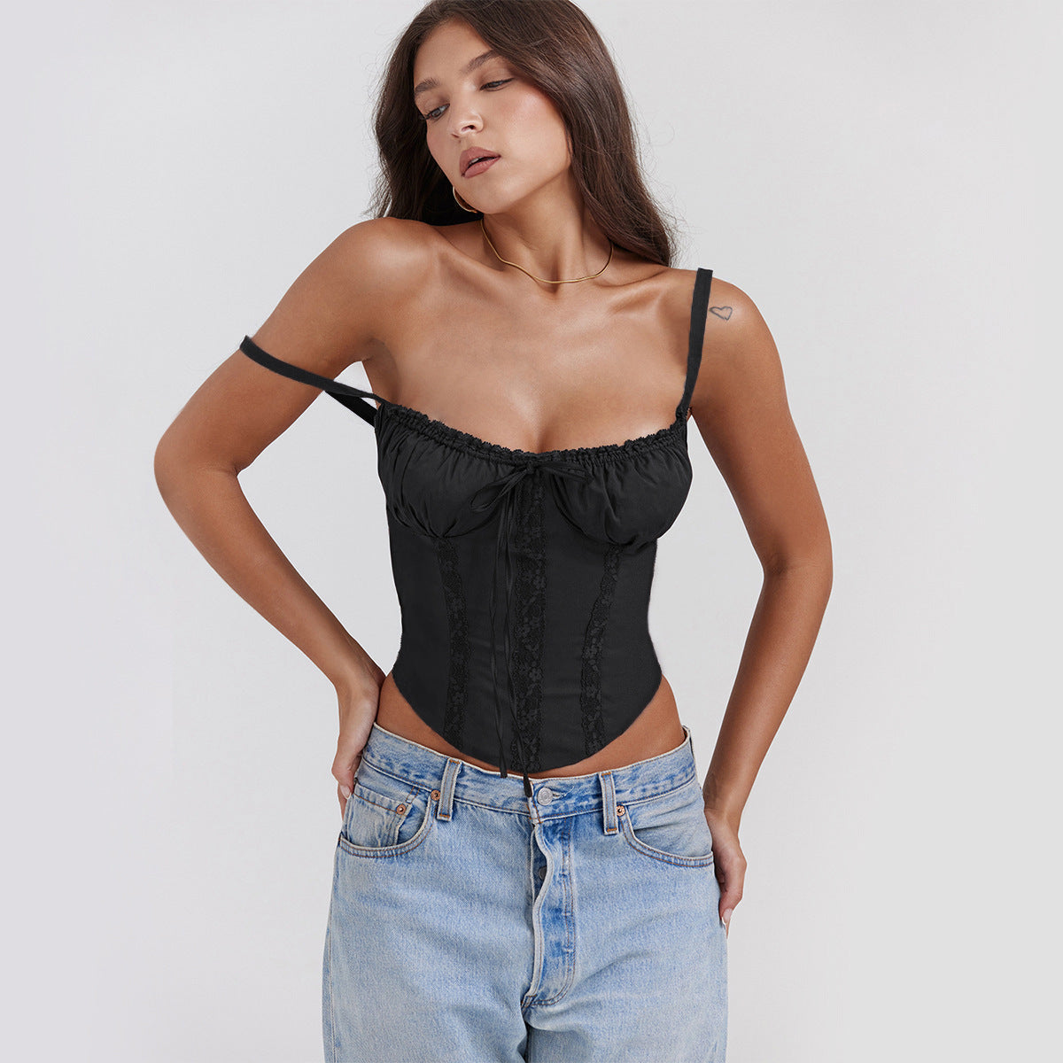 French Lace Trim Small Sling Vest