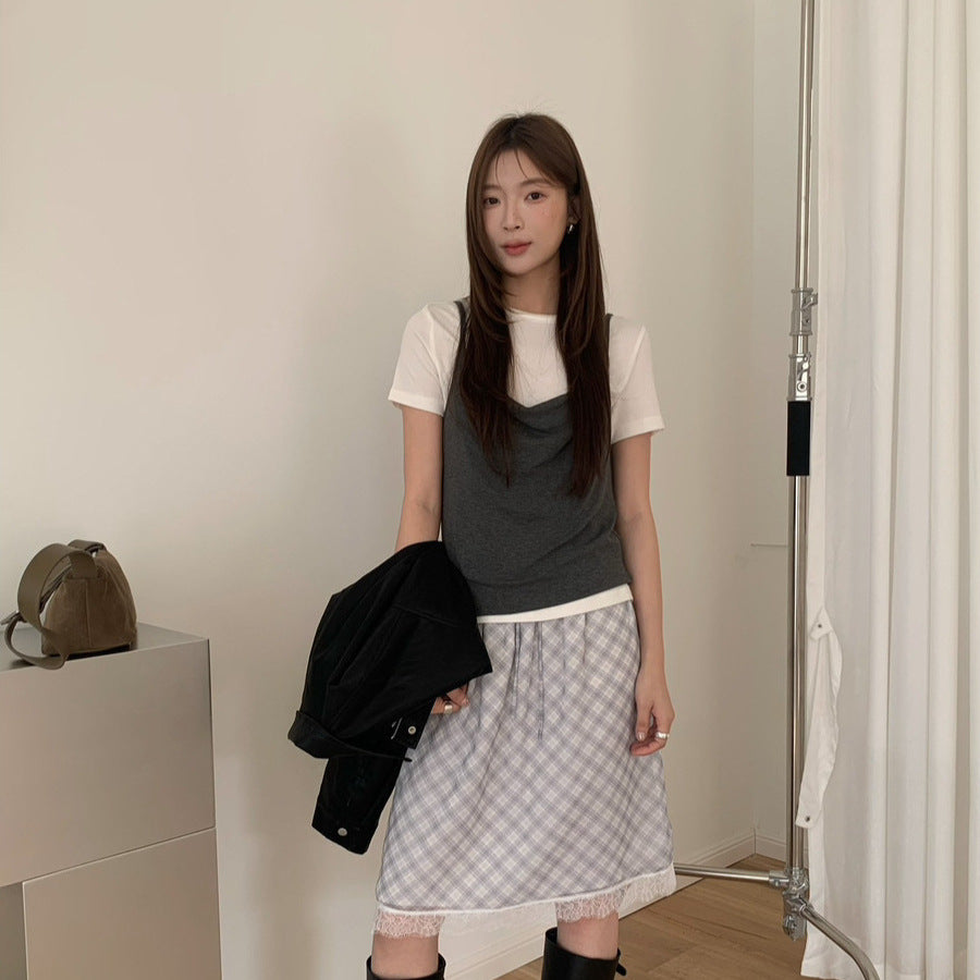Fashionable Real Two-Piece Short-Sleeve Set In Lyocell