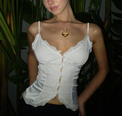 Women's American Style Hot Girl Style Lace Lace V-neck Cardigan Ties Buckle Camisole Small Tank Tops
