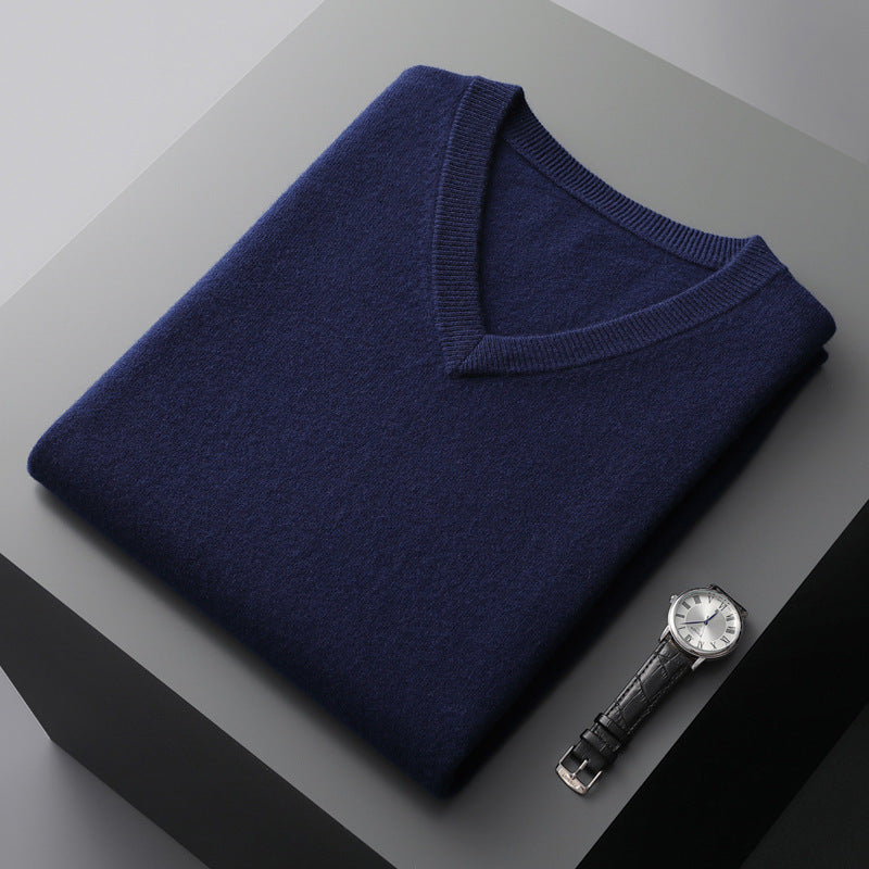 Loose-fit V-neck Sleeveless Sweater Knitted Wool Sweater