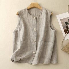Sleeveless Vest Chic And Relaxed Fit Round Neck For Summer