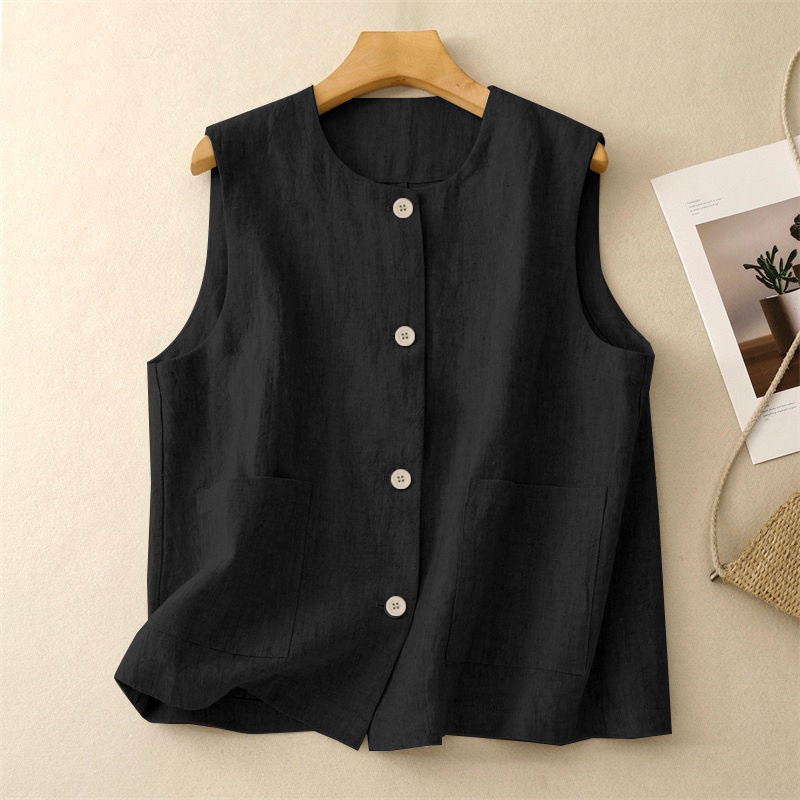 Sleeveless Vest Chic And Relaxed Fit Round Neck For Summer