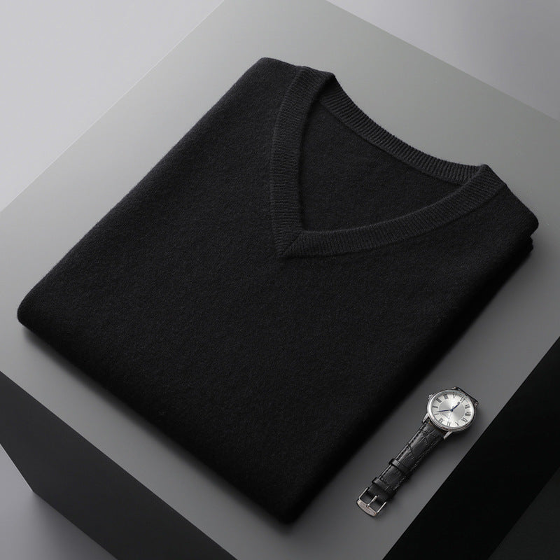 Loose-fit V-neck Sleeveless Sweater Knitted Wool Sweater