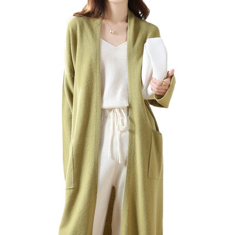 Super Long Wool Knit Cardigan Women